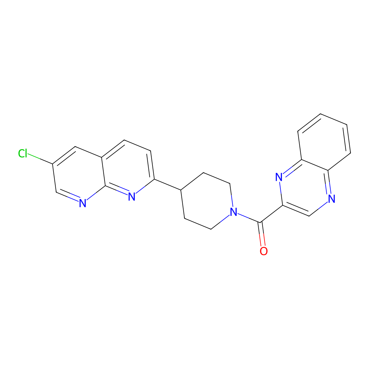 6-Chloro-2-[1-(quinoxaline-2-carbonyl)piperidin-4-yl]-1,8-naphthyridine molecular structure, CAS 2741940-08-7