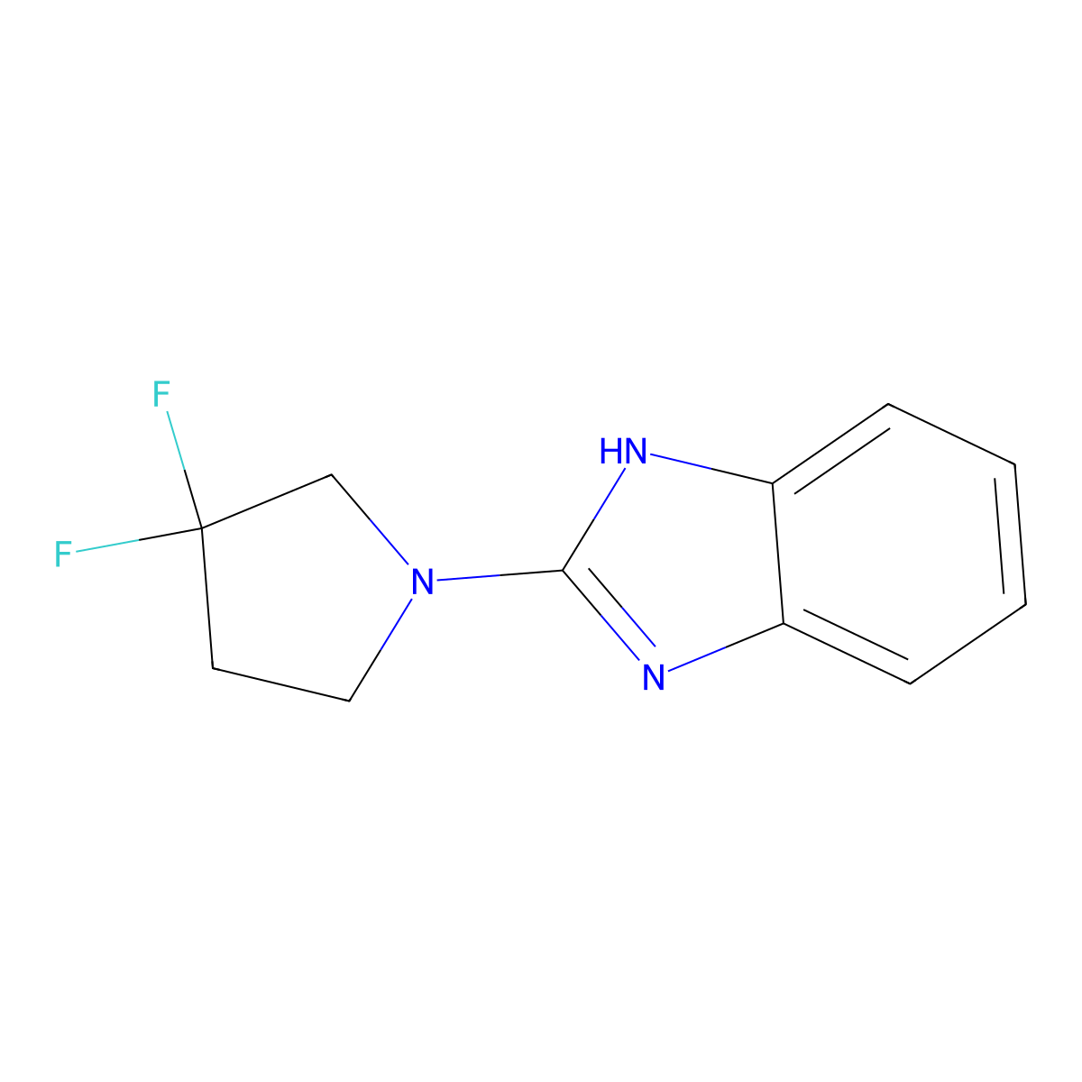 2-(3,3-difluoropyrrolidin-1-yl)-1H-1,3-benzodiazole molecular structure, CAS 2741940-09-8