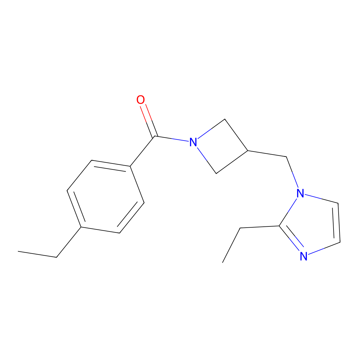 2-ethyl-1-{[1-(4-ethylbenzoyl)azetidin-3-yl]methyl}-1H-imidazole molecular structure, CAS 2741940-10-1