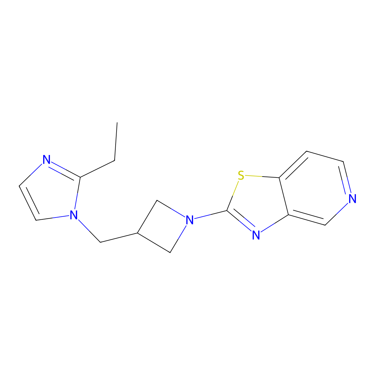2-ethyl-1-[(1-{[1,3]thiazolo[4,5-c]pyridin-2-yl}azetidin-3-yl)methyl]-1H-imidazole molecular structure, CAS 2741940-12-3