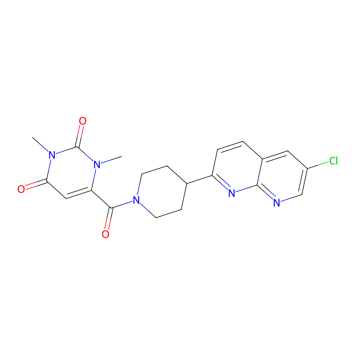 6-[4-(6-Chloro-1,8-naphthyridin-2-yl)piperidine-1-carbonyl]-1,3-dimethyl-1,2,3,4-tetrahydropyrimidine-2,4-dione molecular structure, CAS 2741940-20-3