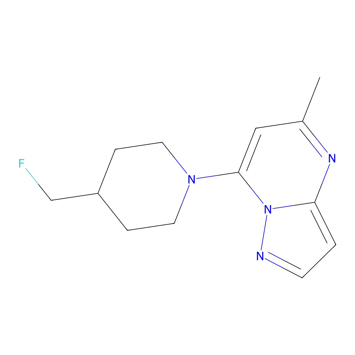 4-(Fluoromethyl)-1-{5-methylpyrazolo[1,5-a]pyrimidin-7-yl}piperidine molecular structure, CAS 2741940-29-2