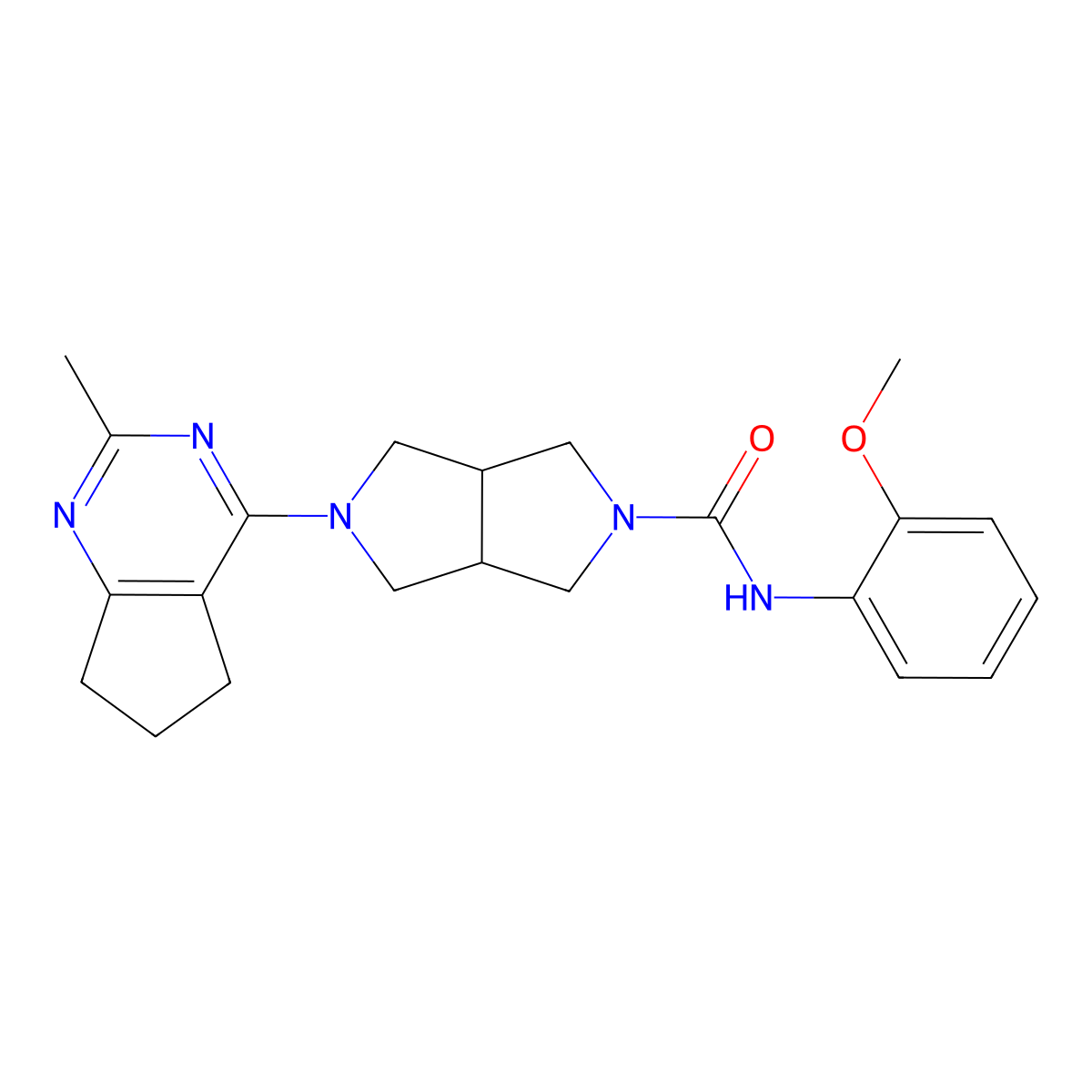 N-(2-methoxyphenyl)-5-{2-methyl-5H,6H,7H-cyclopenta[d]pyrimidin-4-yl}-octahydropyrrolo[3,4-c]pyrrole-2-carboxamide molecular structure, CAS 2741940-31-6