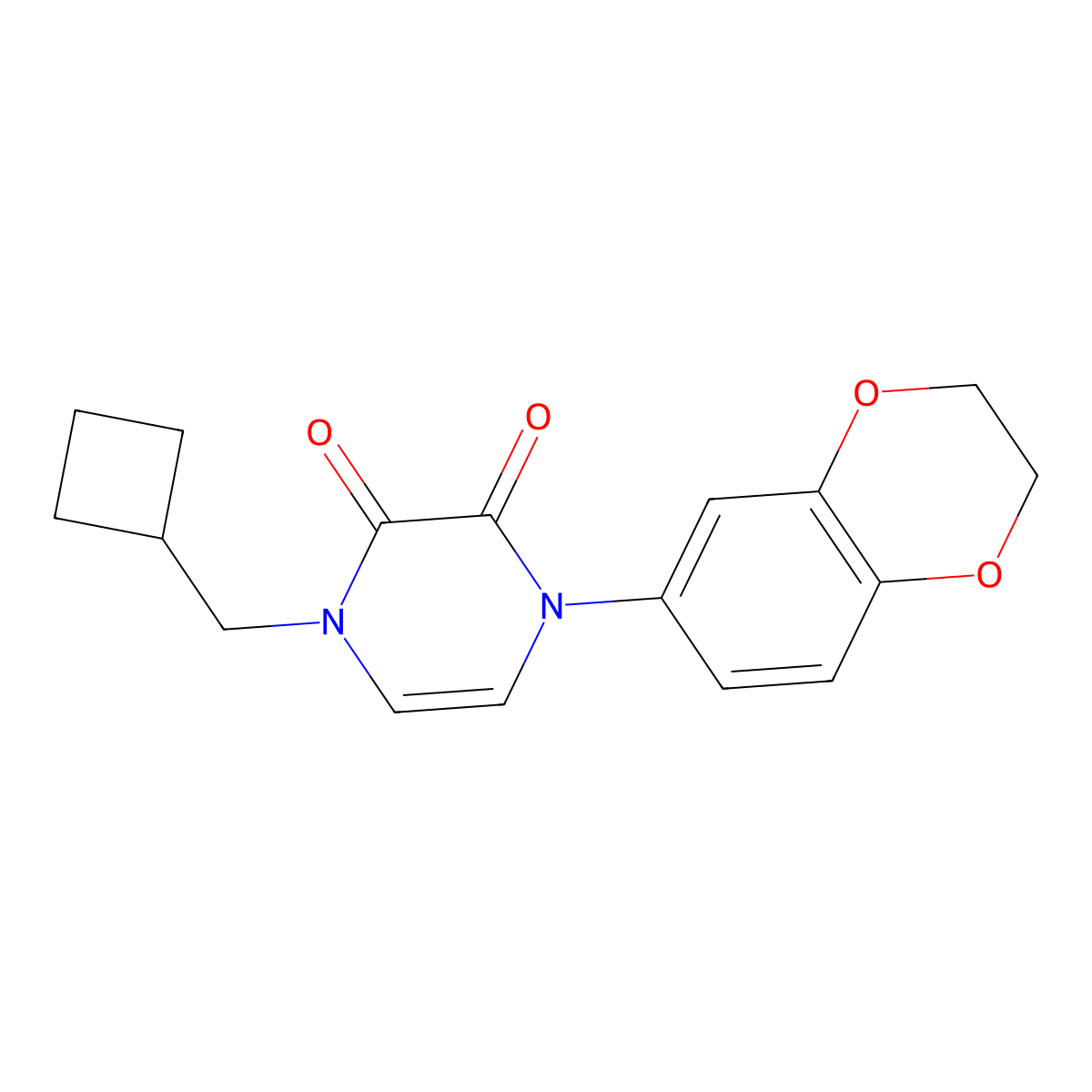 1-(Cyclobutylmethyl)-4-(2,3-dihydro-1,4-benzodioxin-6-yl)-1,2,3,4-tetrahydropyrazine-2,3-dione molecular structure, CAS 2741940-37-2