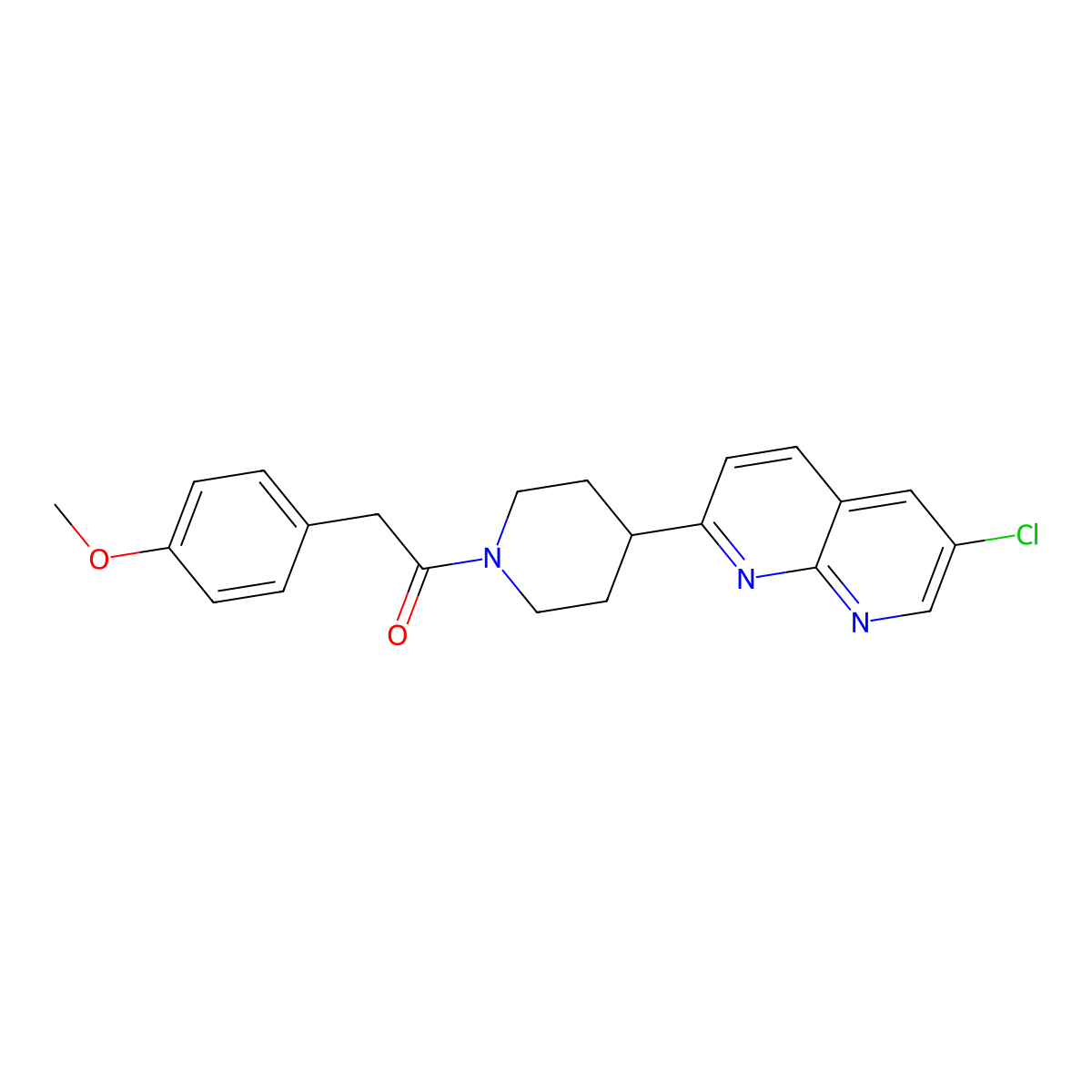 1-[4-(6-Chloro-1,8-naphthyridin-2-yl)piperidin-1-yl]-2-(4-methoxyphenyl)ethan-1-one molecular structure, CAS 2741940-43-0