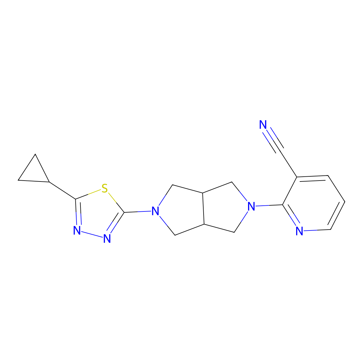 2-[5-(5-Cyclopropyl-1,3,4-thiadiazol-2-yl)-octahydropyrrolo[3,4-c]pyrrol-2-yl]pyridine-3-carbonitrile molecular structure, CAS 2741940-48-5