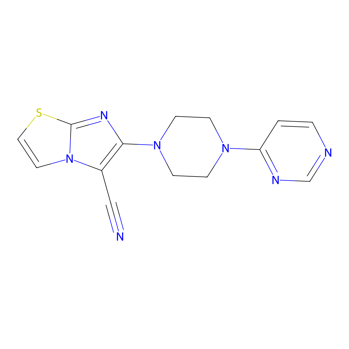 6-[4-(Pyrimidin-4-yl)piperazin-1-yl]imidazo[2,1-b][1,3]thiazole-5-carbonitrile molecular structure, CAS 2741940-49-6
