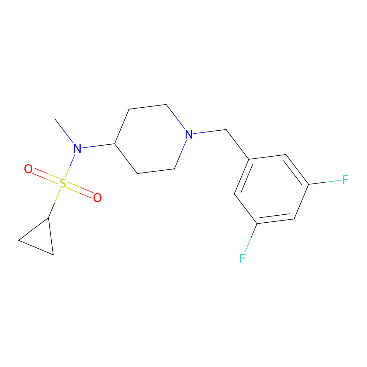 N-{1-[(3,5-difluorophenyl)methyl]piperidin-4-yl}-N-methylcyclopropanesulfonamide molecular structure, CAS 2741940-53-2