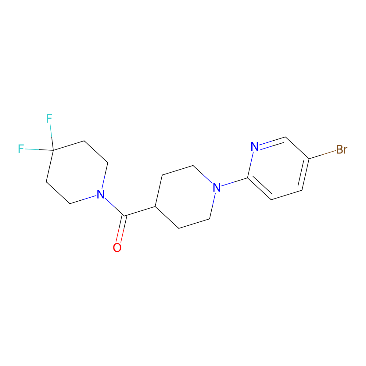 5-Bromo-2-[4-(4,4-difluoropiperidine-1-carbonyl)piperidin-1-yl]pyridine molecular structure, CAS 2741940-60-1
