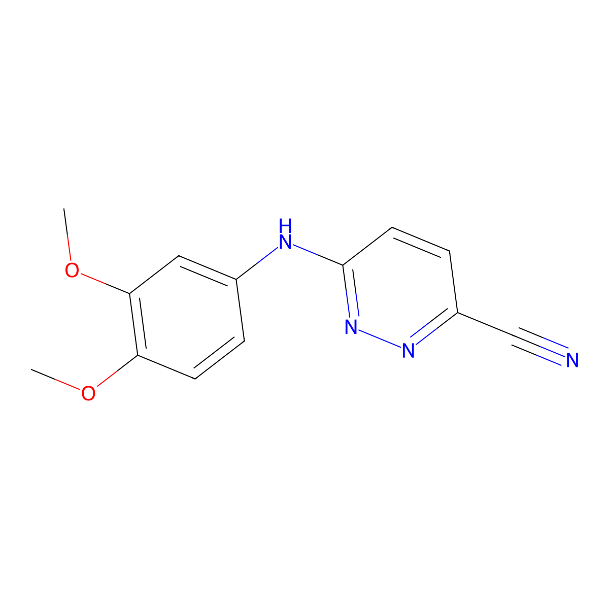 6-[(3,4-Dimethoxyphenyl)amino]pyridazine-3-carbonitrile molecular structure, CAS 2741940-61-2