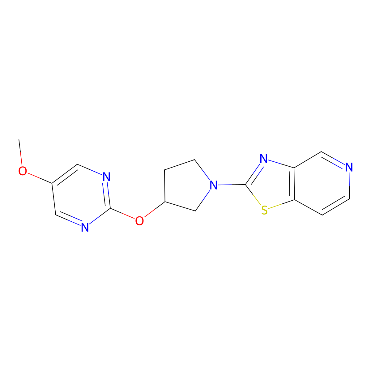 5-Methoxy-2-[(1-{[1,3]thiazolo[4,5-c]pyridin-2-yl}pyrrolidin-3-yl)oxy]pyrimidine molecular structure, CAS 2741940-63-4