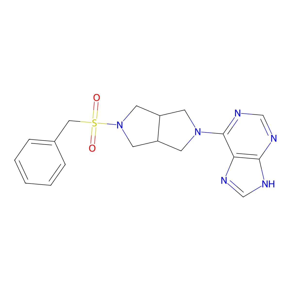 6-{5-phenylmethanesulfonyl-octahydropyrrolo[3,4-c]pyrrol-2-yl}-9H-purine molecular structure, CAS 2741940-65-6