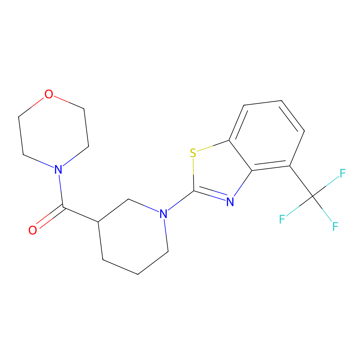 2-[3-(Morpholine-4-carbonyl)piperidin-1-yl]-4-(trifluoromethyl)-1,3-benzothiazole molecular structure, CAS 2741940-68-9