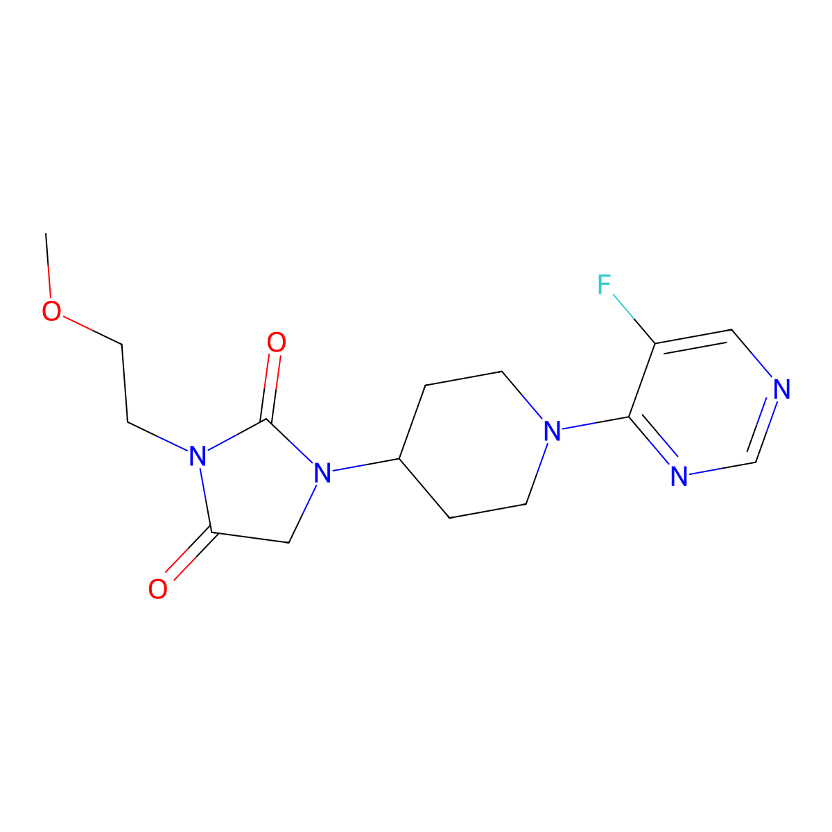 1-[1-(5-Fluoropyrimidin-4-yl)piperidin-4-yl]-3-(2-methoxyethyl)imidazolidine-2,4-dione molecular structure, CAS 2741940-70-3