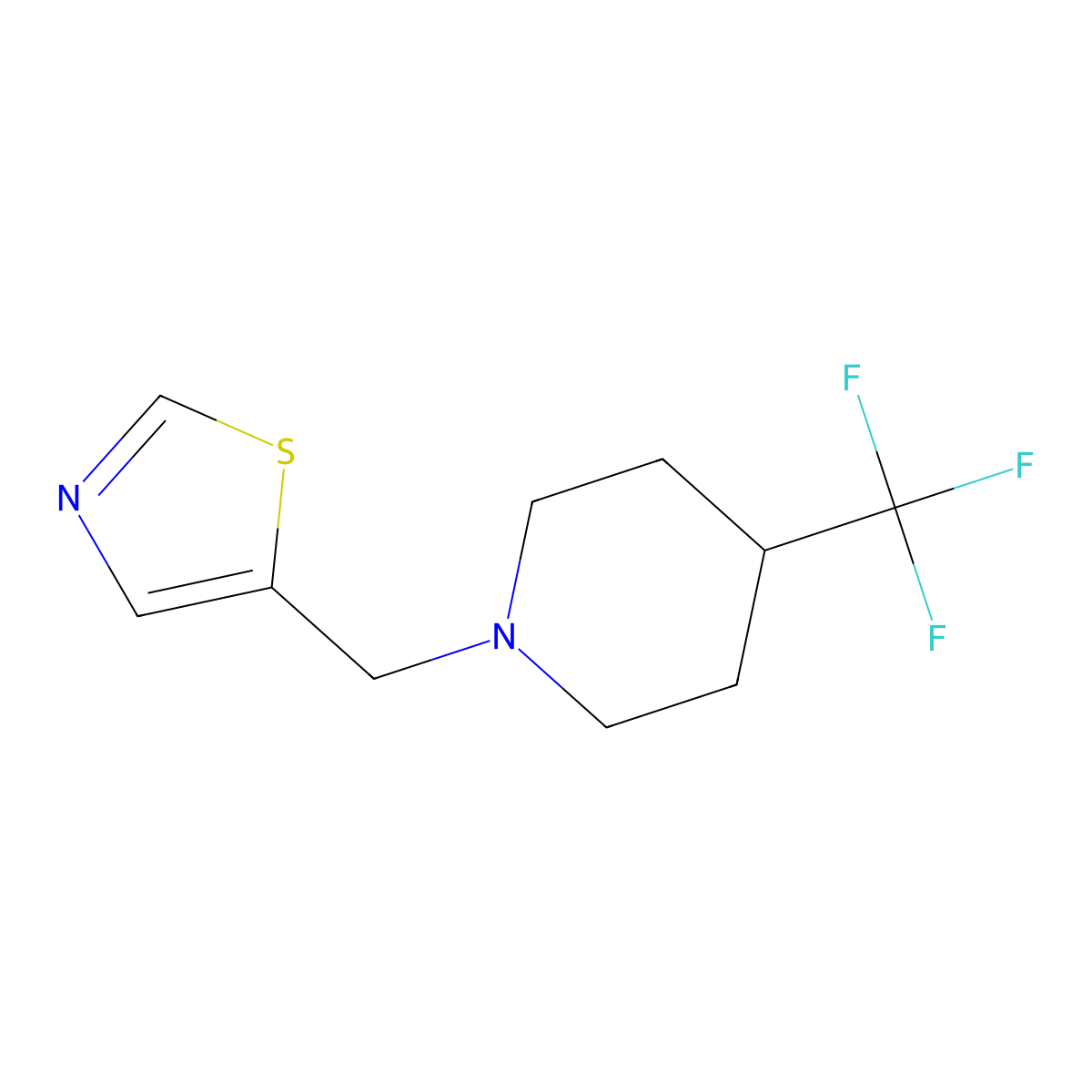 1-[(1,3-Thiazol-5-yl)methyl]-4-(trifluoromethyl)piperidine molecular structure, CAS 2741940-74-7