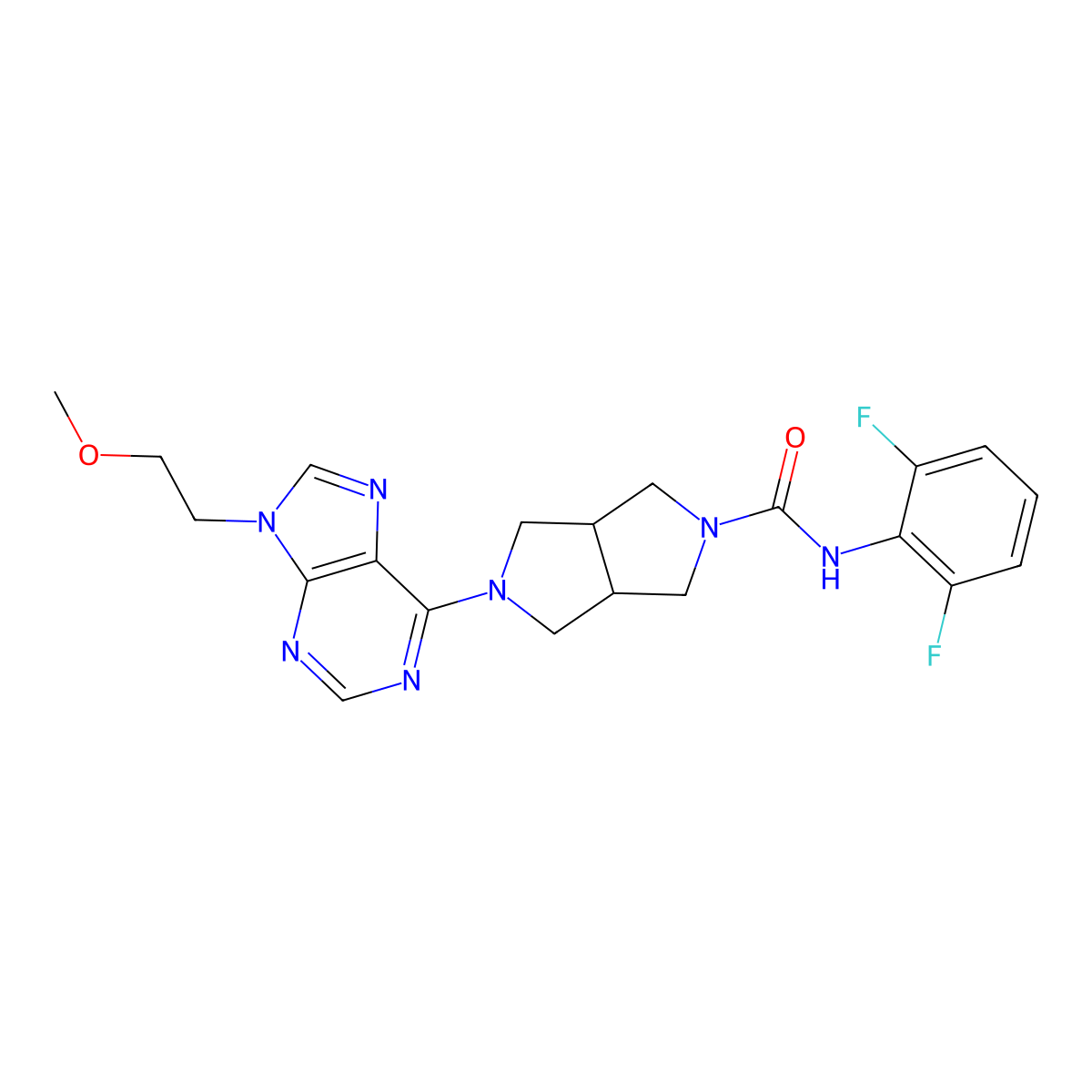 N-(2,6-difluorophenyl)-5-[9-(2-methoxyethyl)-9H-purin-6-yl]-octahydropyrrolo[3,4-c]pyrrole-2-carboxamide molecular structure, CAS 2741940-80-5