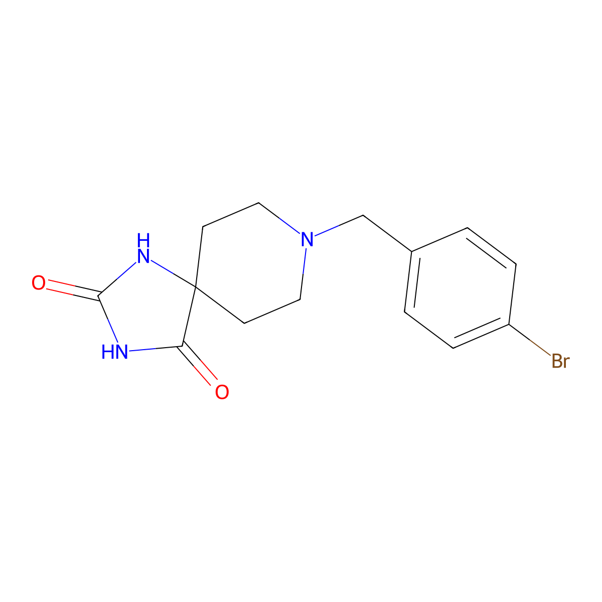 8-[(4-Bromophenyl)methyl]-1,3,8-triazaspiro[4.5]decane-2,4-dione molecular structure, CAS 2741940-84-9
