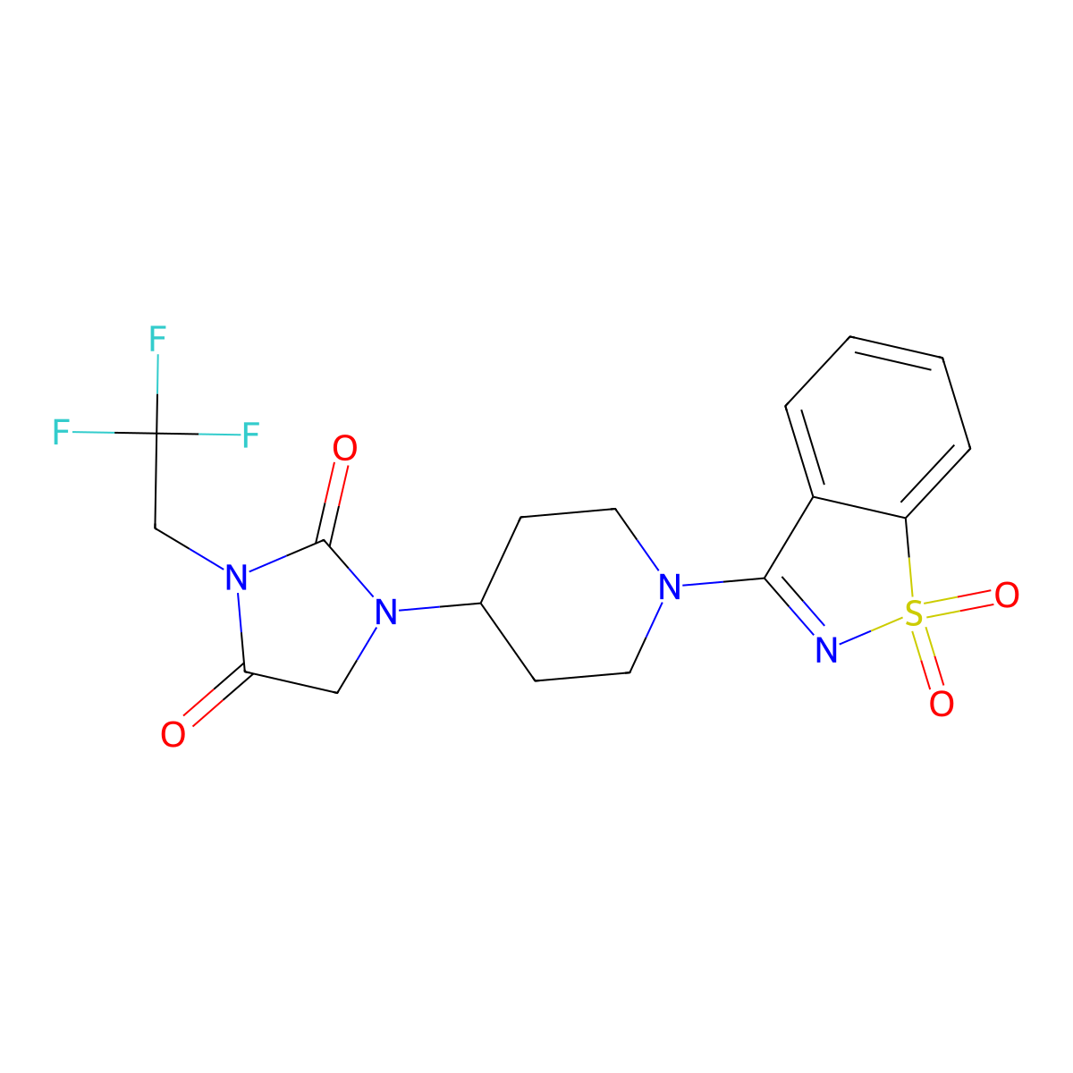 1-[1-(1,1-Dioxo-1,2-benzothiazol-3-yl)piperidin-4-yl]-3-(2,2,2-trifluoroethyl)imidazolidine-2,4-dione molecular structure, CAS 2741940-93-0
