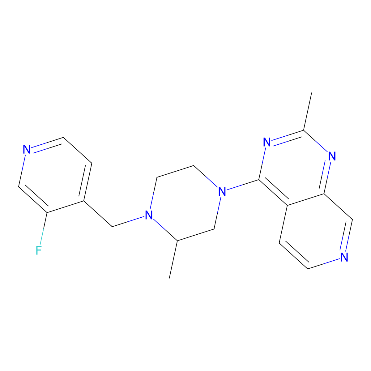1-[(3-Fluoropyridin-4-yl)methyl]-2-methyl-4-{2-methylpyrido[3,4-d]pyrimidin-4-yl}piperazine molecular structure, CAS 2741940-96-3