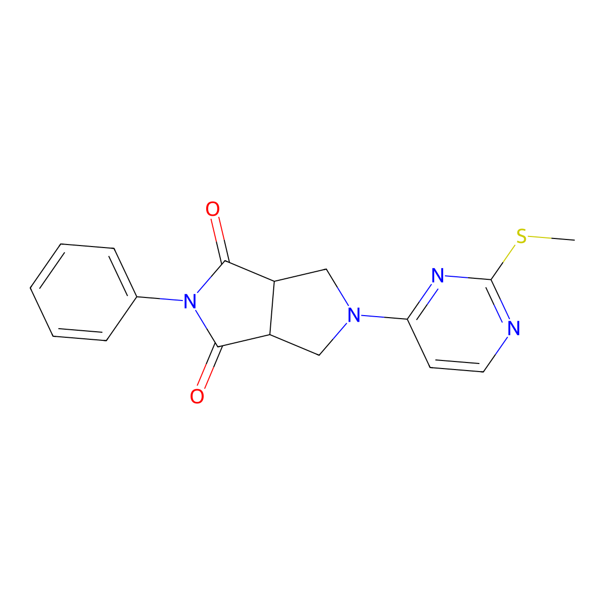 5-[2-(Methylsulfanyl)pyrimidin-4-yl]-2-phenyl-octahydropyrrolo[3,4-c]pyrrole-1,3-dione molecular structure, CAS 2741941-01-3