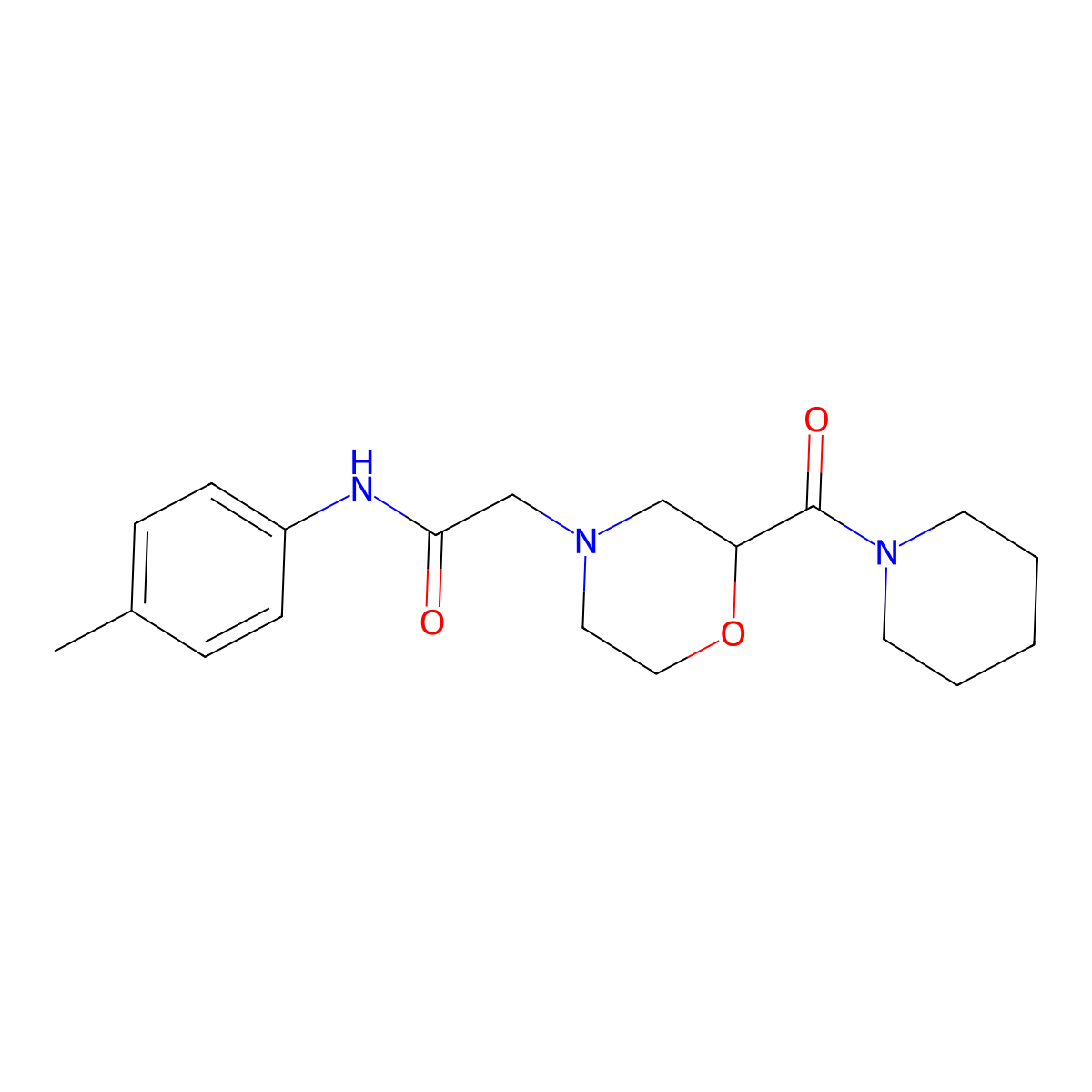 N-(4-methylphenyl)-2-[2-(piperidine-1-carbonyl)morpholin-4-yl]acetamide molecular structure, CAS 2741941-05-7