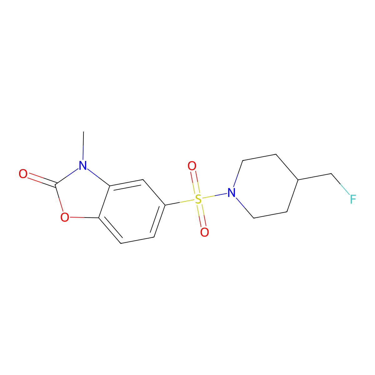 5-{[4-(Fluoromethyl)piperidin-1-yl]sulfonyl}-3-methyl-2,3-dihydro-1,3-benzoxazol-2-one molecular structure, CAS 2741941-09-1