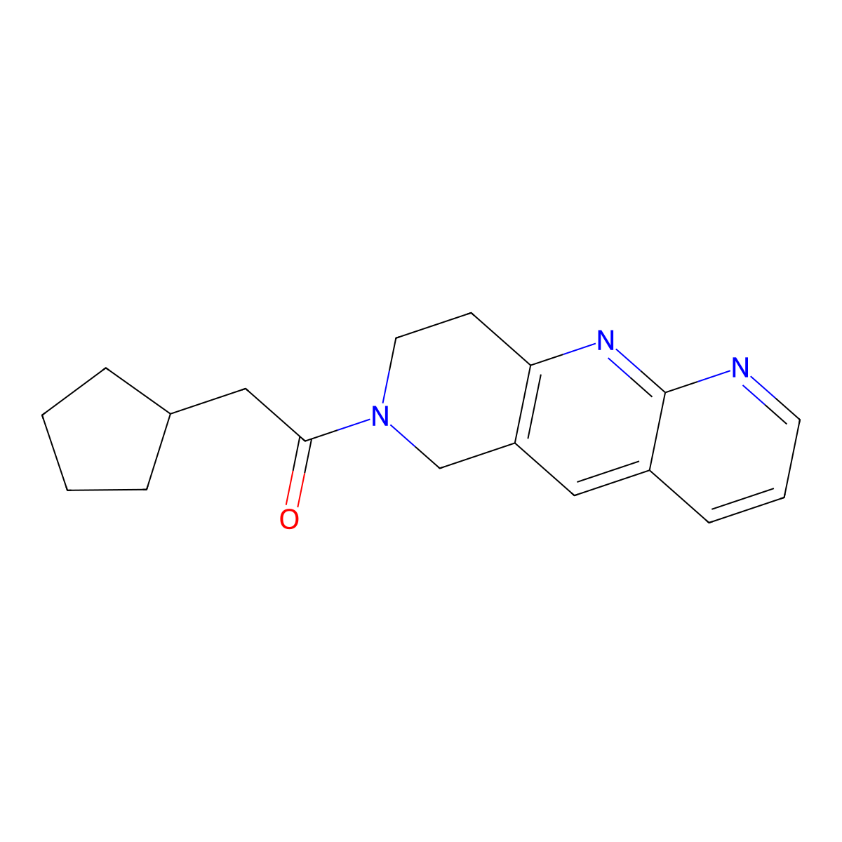 2-cyclopentyl-1-{6H,7H,8H,9H-pyrido[2,3-b]1,6-naphthyridin-7-yl}ethan-1-one molecular structure, CAS 2741941-11-5