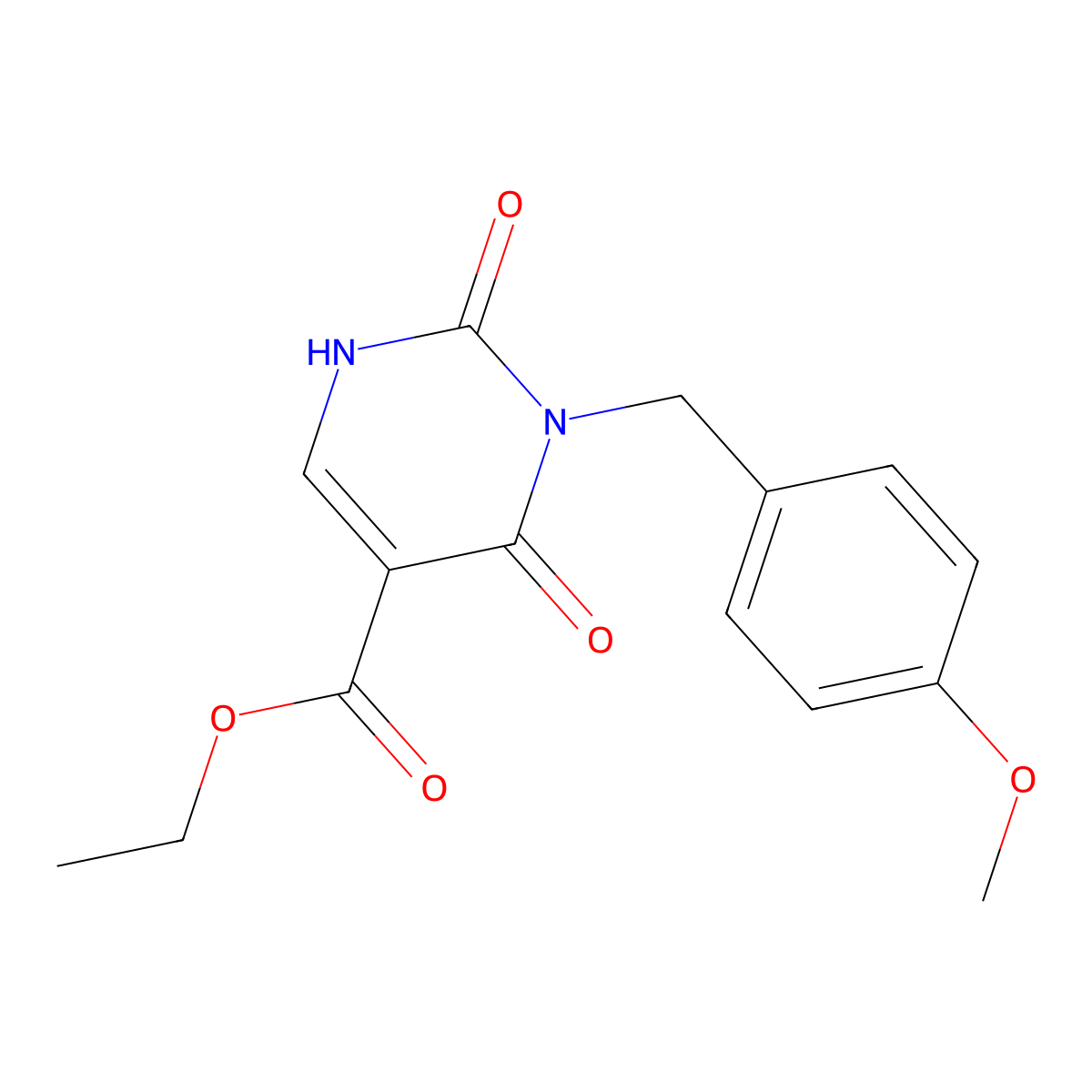 Ethyl 3-[(4-methoxyphenyl)methyl]-2,4-dioxo-1,2,3,4-tetrahydropyrimidine-5-carboxylate molecular structure, CAS 2741941-13-7