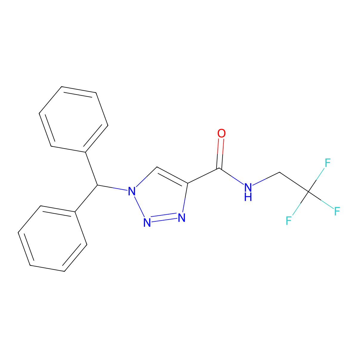 1-(diphenylmethyl)-N-(2,2,2-trifluoroethyl)-1H-1,2,3-triazole-4-carboxamide molecular structure, CAS 2741941-24-0