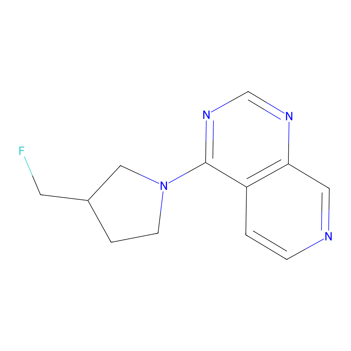 3-(Fluoromethyl)-1-{pyrido[3,4-d]pyrimidin-4-yl}pyrrolidine molecular structure, CAS 2741941-26-2