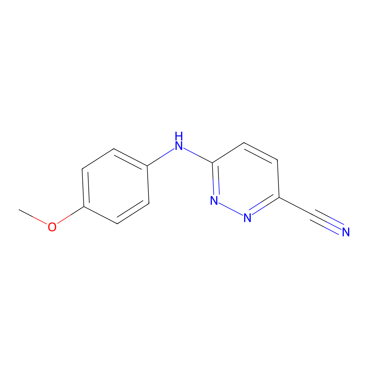 6-[(4-Methoxyphenyl)amino]pyridazine-3-carbonitrile molecular structure, CAS 2741941-33-1