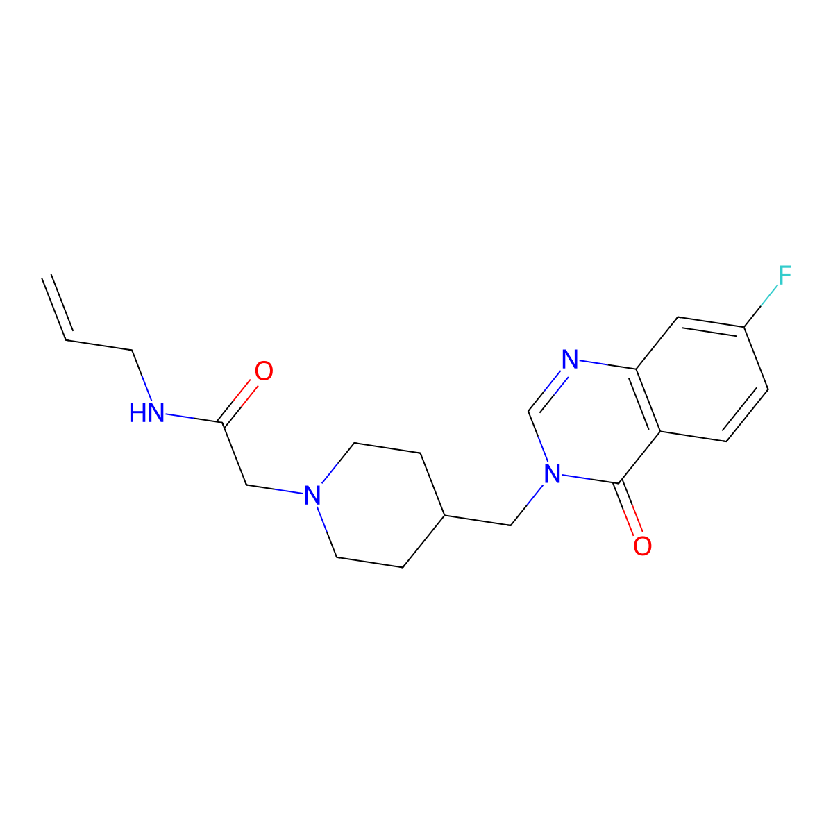2-{4-[(7-fluoro-4-oxo-3,4-dihydroquinazolin-3-yl)methyl]piperidin-1-yl}-N-(prop-2-en-1-yl)acetamide molecular structure, CAS 2741941-34-2