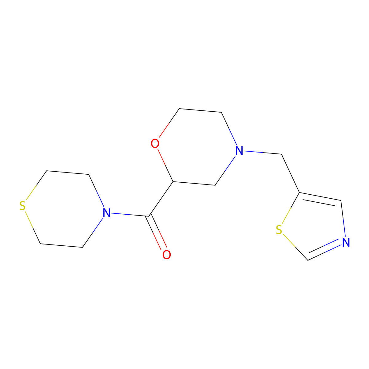 4-[(1,3-Thiazol-5-yl)methyl]-2-(thiomorpholine-4-carbonyl)morpholine molecular structure, CAS 2741941-37-5