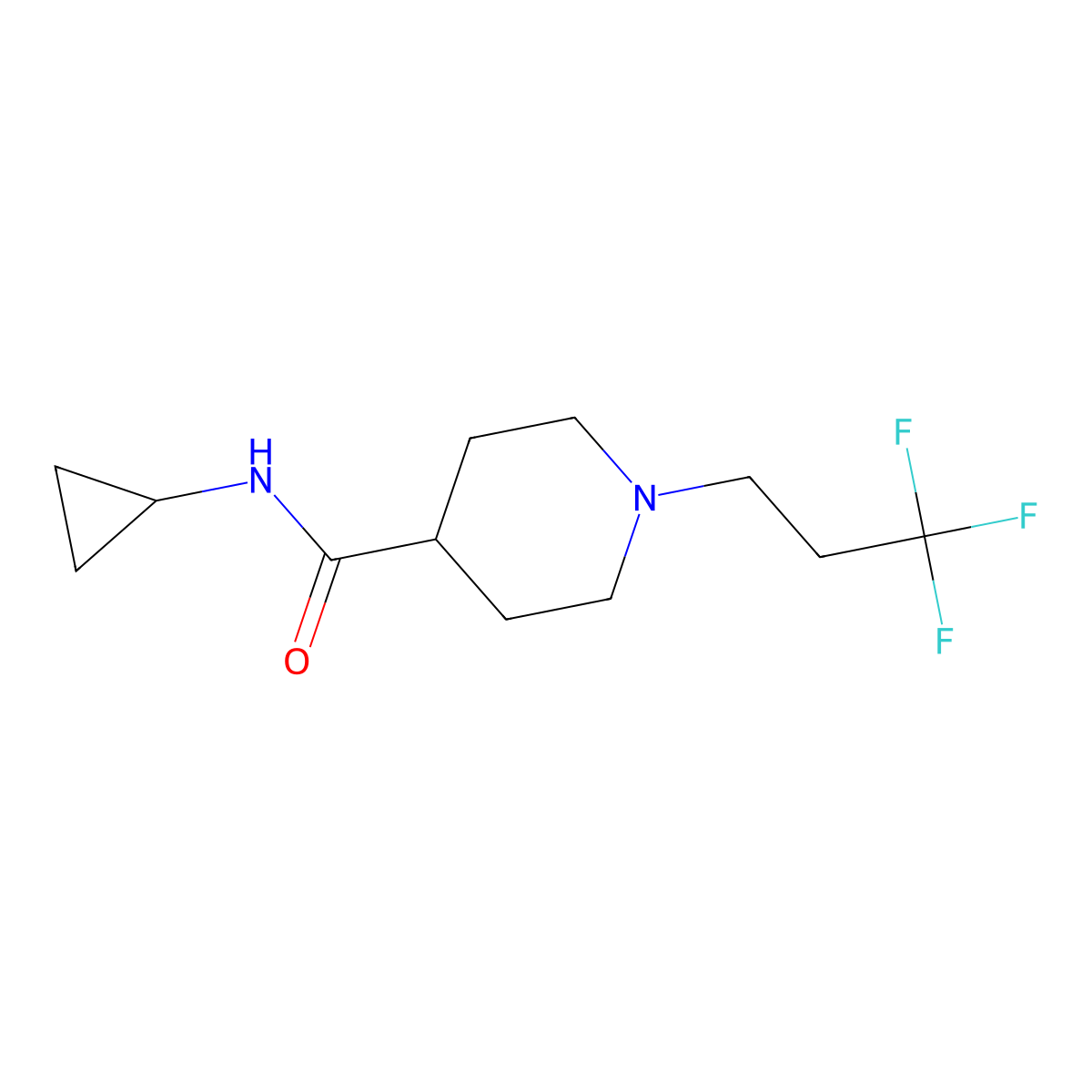N-cyclopropyl-1-(3,3,3-trifluoropropyl)piperidine-4-carboxamide molecular structure, CAS 2741941-43-3