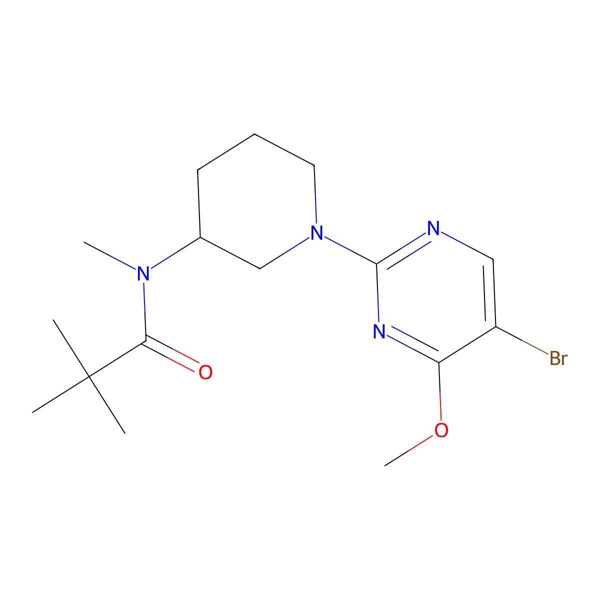 N-[1-(5-bromo-4-methoxypyrimidin-2-yl)piperidin-3-yl]-N,2,2-trimethylpropanamide molecular structure, CAS 2741941-55-7