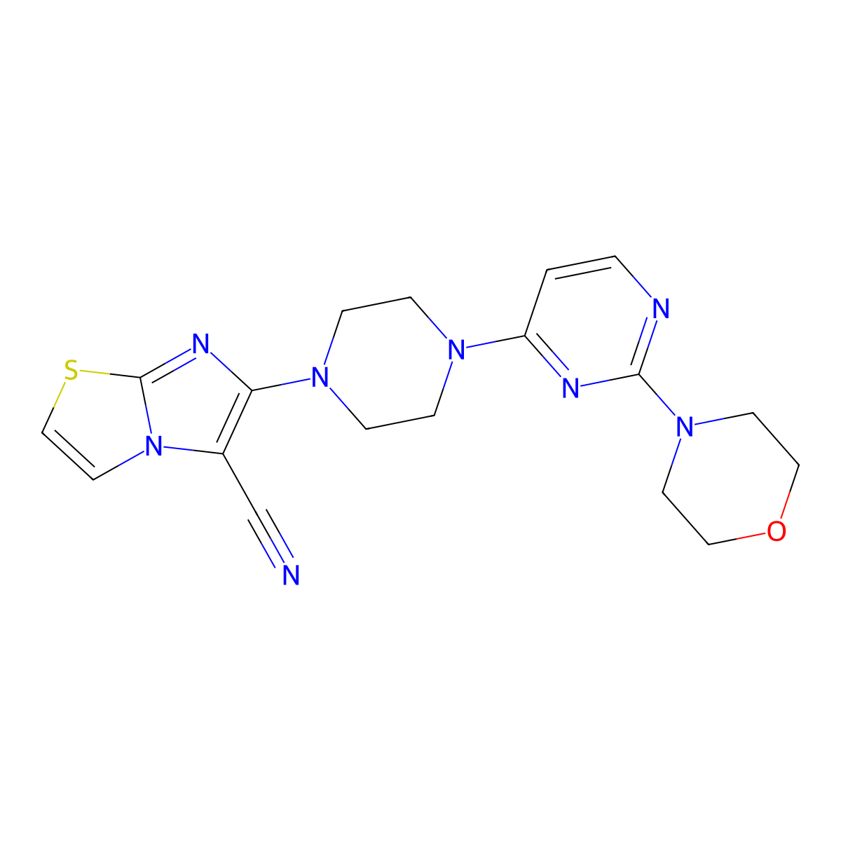6-{4-[2-(Morpholin-4-yl)pyrimidin-4-yl]piperazin-1-yl}imidazo[2,1-b][1,3]thiazole-5-carbonitrile molecular structure, CAS 2741941-59-1