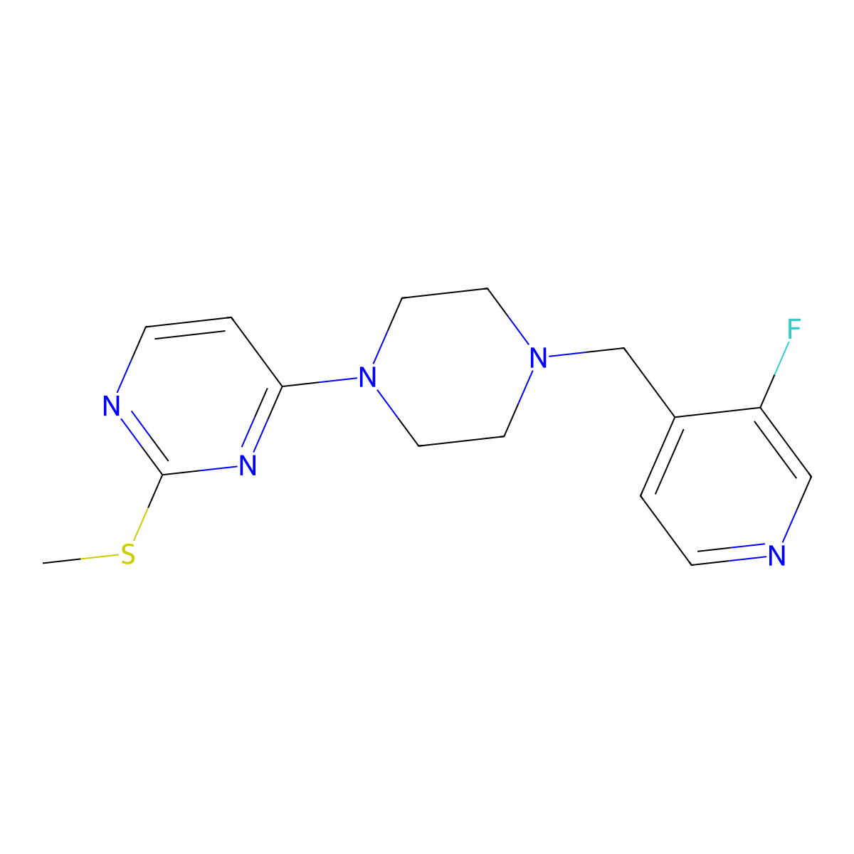 4-{4-[(3-Fluoropyridin-4-yl)methyl]piperazin-1-yl}-2-(methylsulfanyl)pyrimidine molecular structure, CAS 2741941-68-2