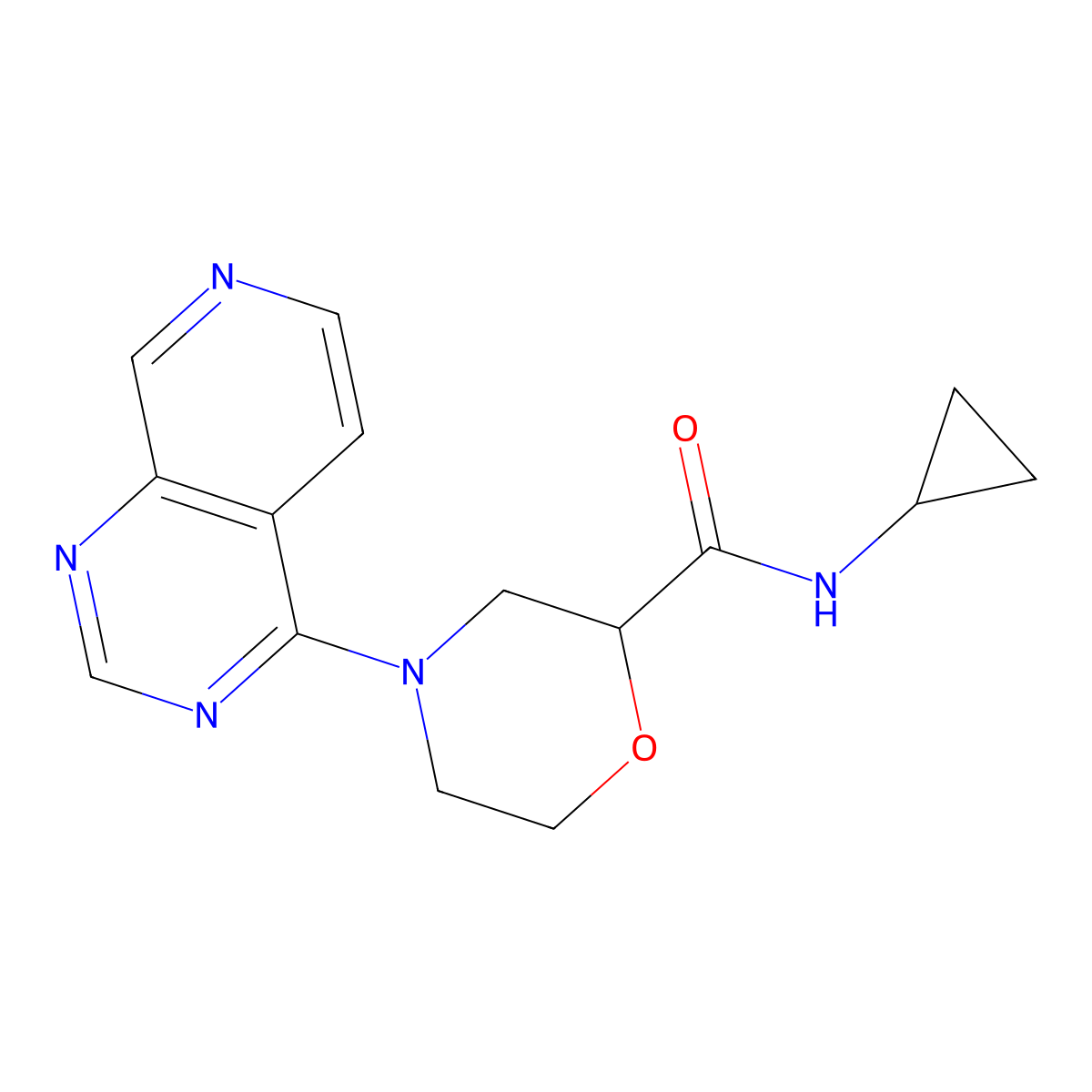 N-cyclopropyl-4-{pyrido[3,4-d]pyrimidin-4-yl}morpholine-2-carboxamide molecular structure, CAS 2741941-69-3