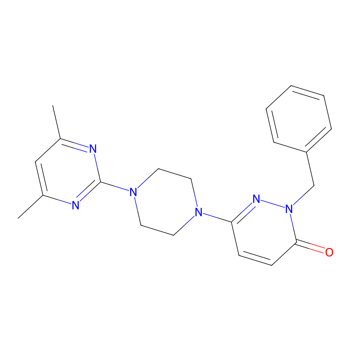 2-Benzyl-6-[4-(4,6-dimethylpyrimidin-2-yl)piperazin-1-yl]-2,3-dihydropyridazin-3-one molecular structure, CAS 2741941-86-4