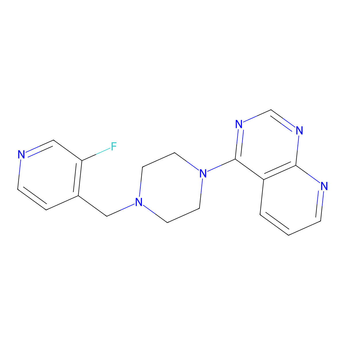 1-[(3-Fluoropyridin-4-yl)methyl]-4-{pyrido[2,3-d]pyrimidin-4-yl}piperazine molecular structure, CAS 2741941-89-7