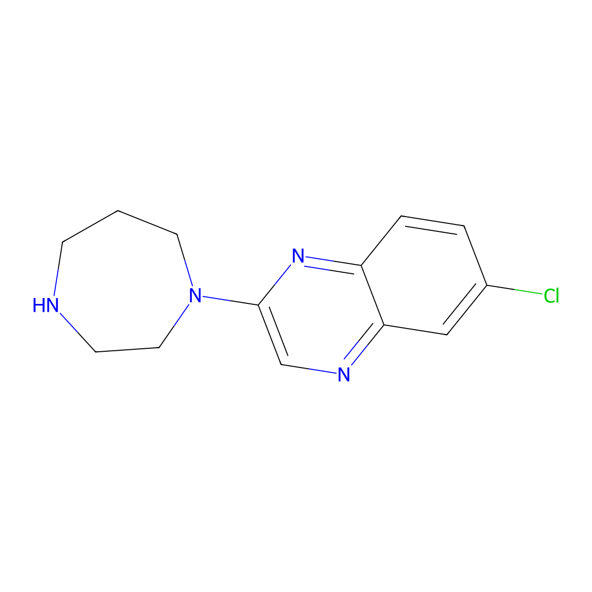 6-Chloro-2-(1,4-diazepan-1-yl)quinoxaline molecular structure, CAS 2741941-92-2