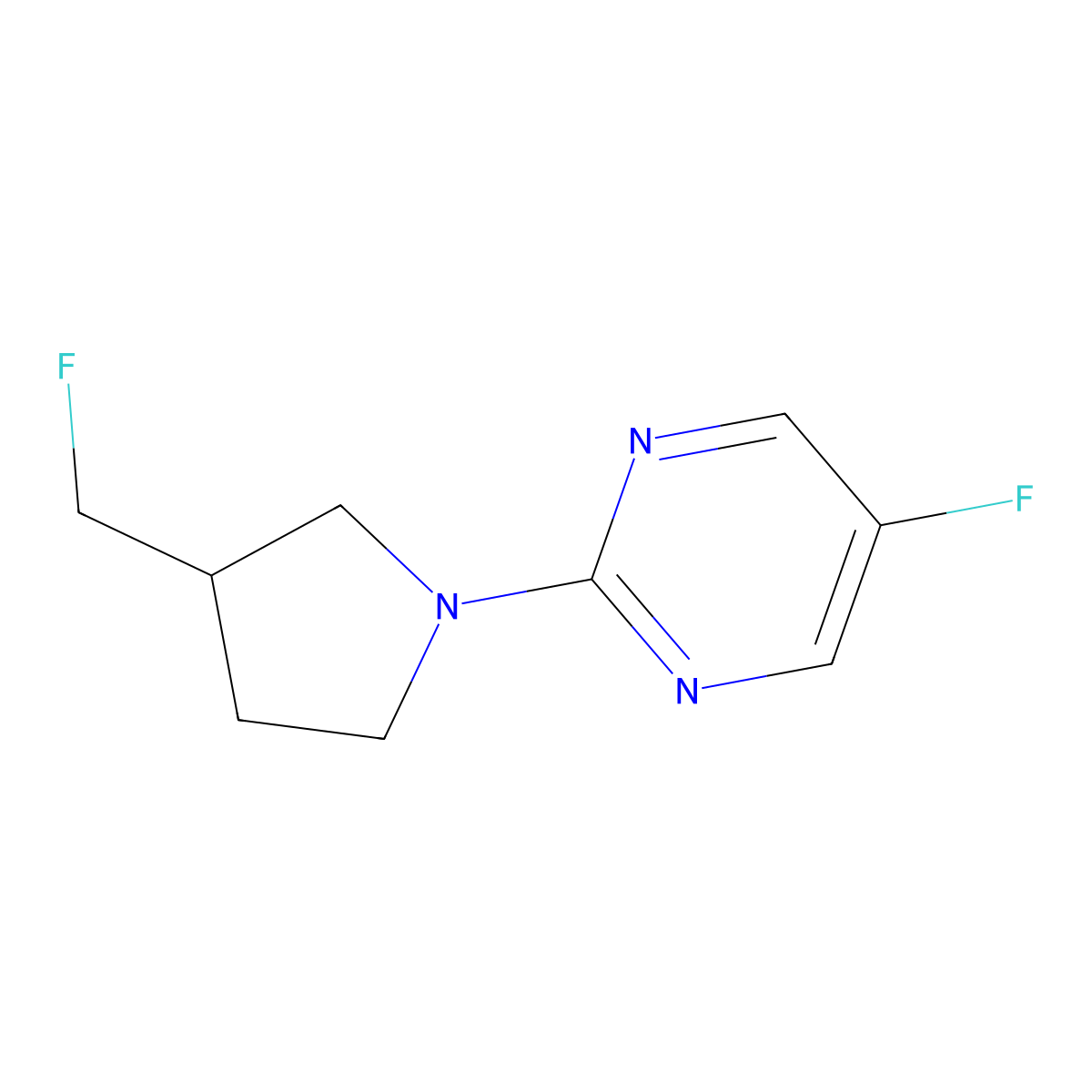 5-Fluoro-2-[3-(fluoromethyl)pyrrolidin-1-yl]pyrimidine molecular structure, CAS 2741941-93-3