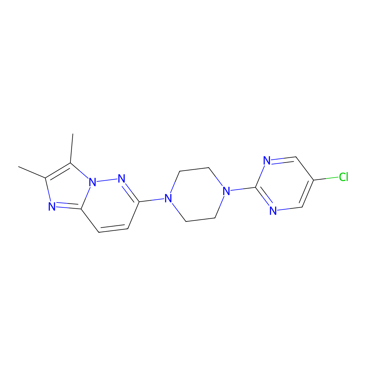 5-Chloro-2-(4-{2,3-dimethylimidazo[1,2-b]pyridazin-6-yl}piperazin-1-yl)pyrimidine molecular structure, CAS 2741941-97-7