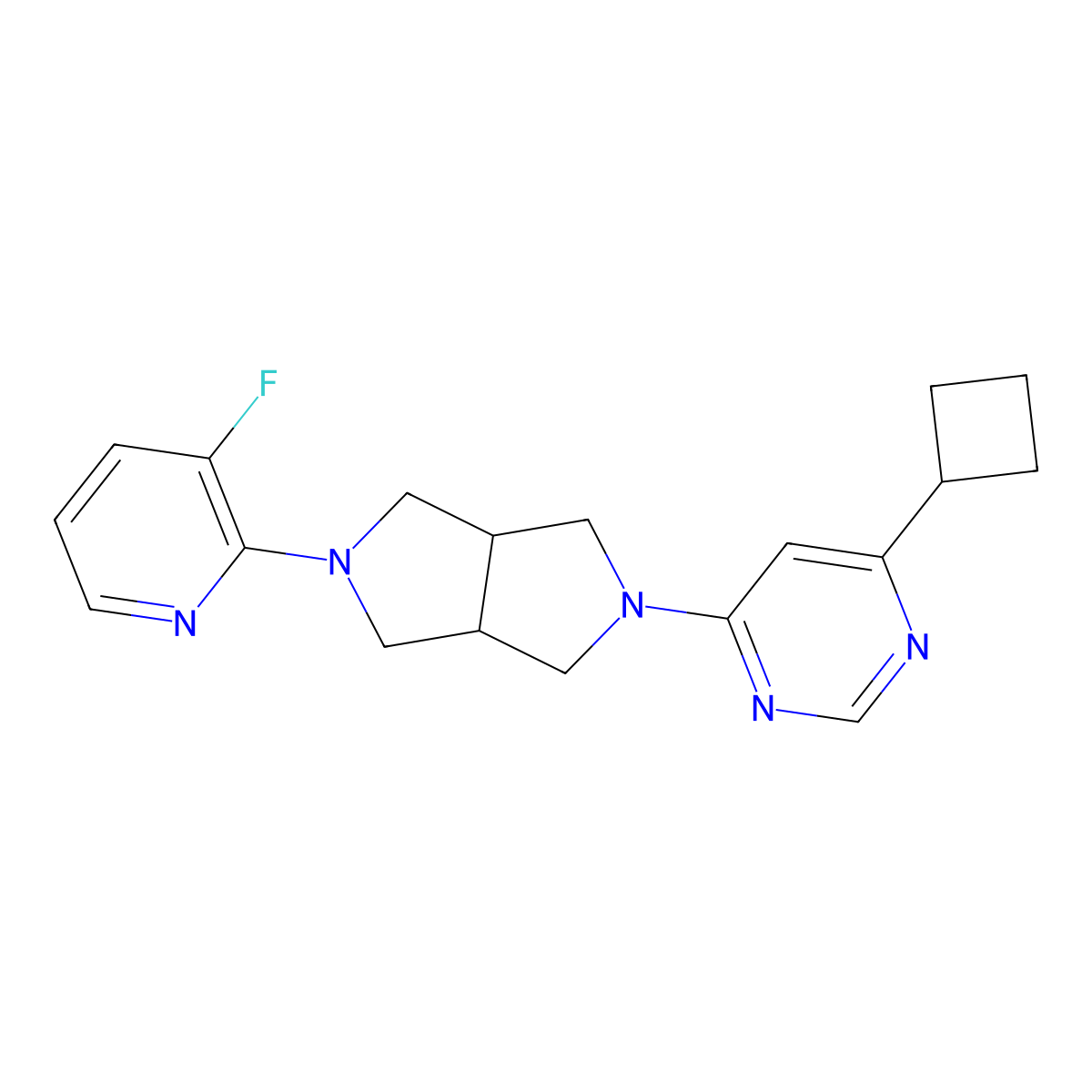 4-Cyclobutyl-6-[5-(3-fluoropyridin-2-yl)-octahydropyrrolo[3,4-c]pyrrol-2-yl]pyrimidine molecular structure, CAS 2741942-00-5
