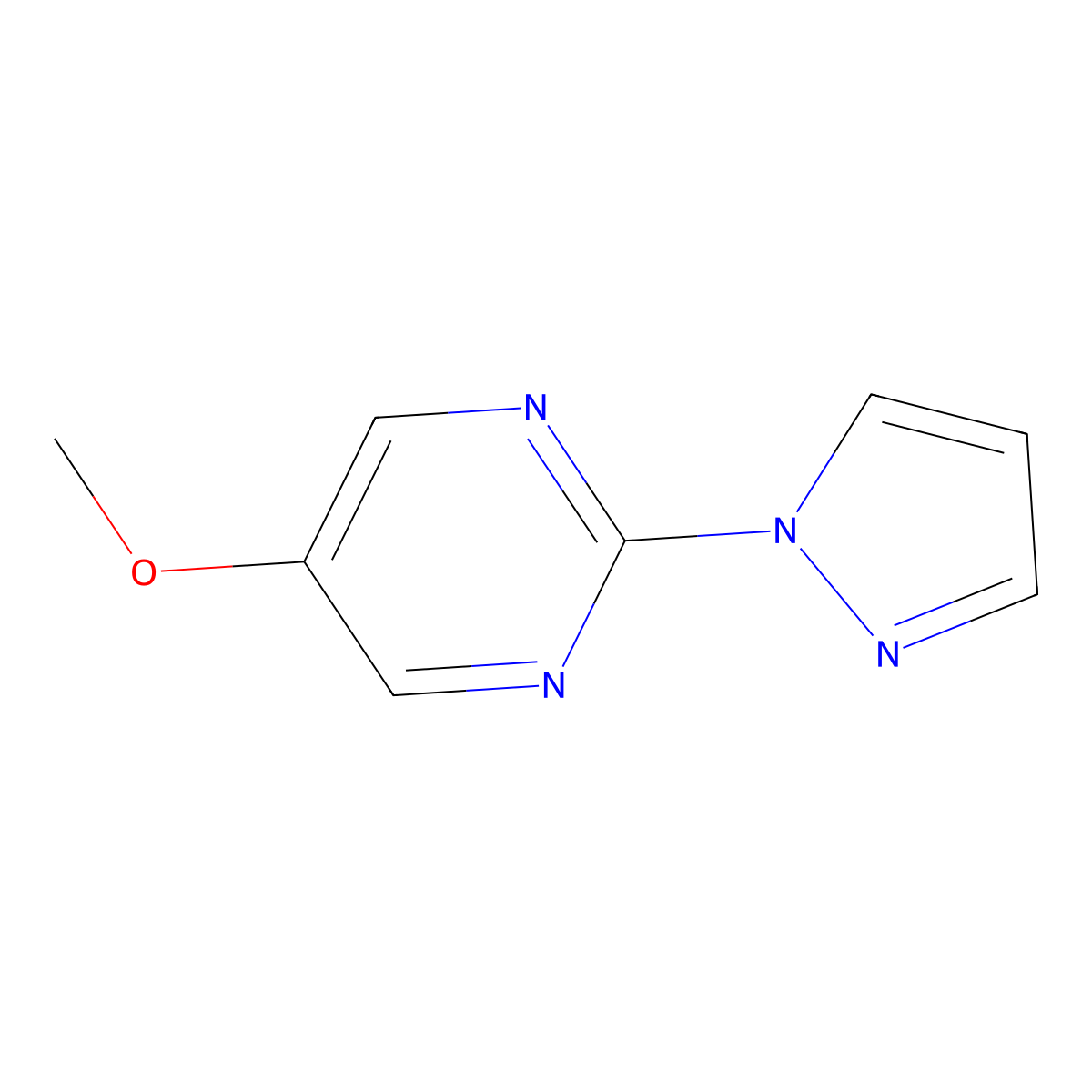 5-methoxy-2-(1H-pyrazol-1-yl)pyrimidine molecular structure, CAS 2741942-01-6