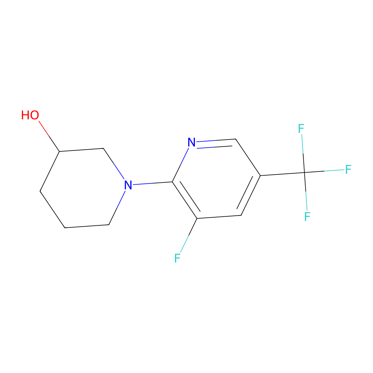 1-[3-Fluoro-5-(trifluoromethyl)pyridin-2-yl]piperidin-3-ol molecular structure, CAS 2741942-05-0