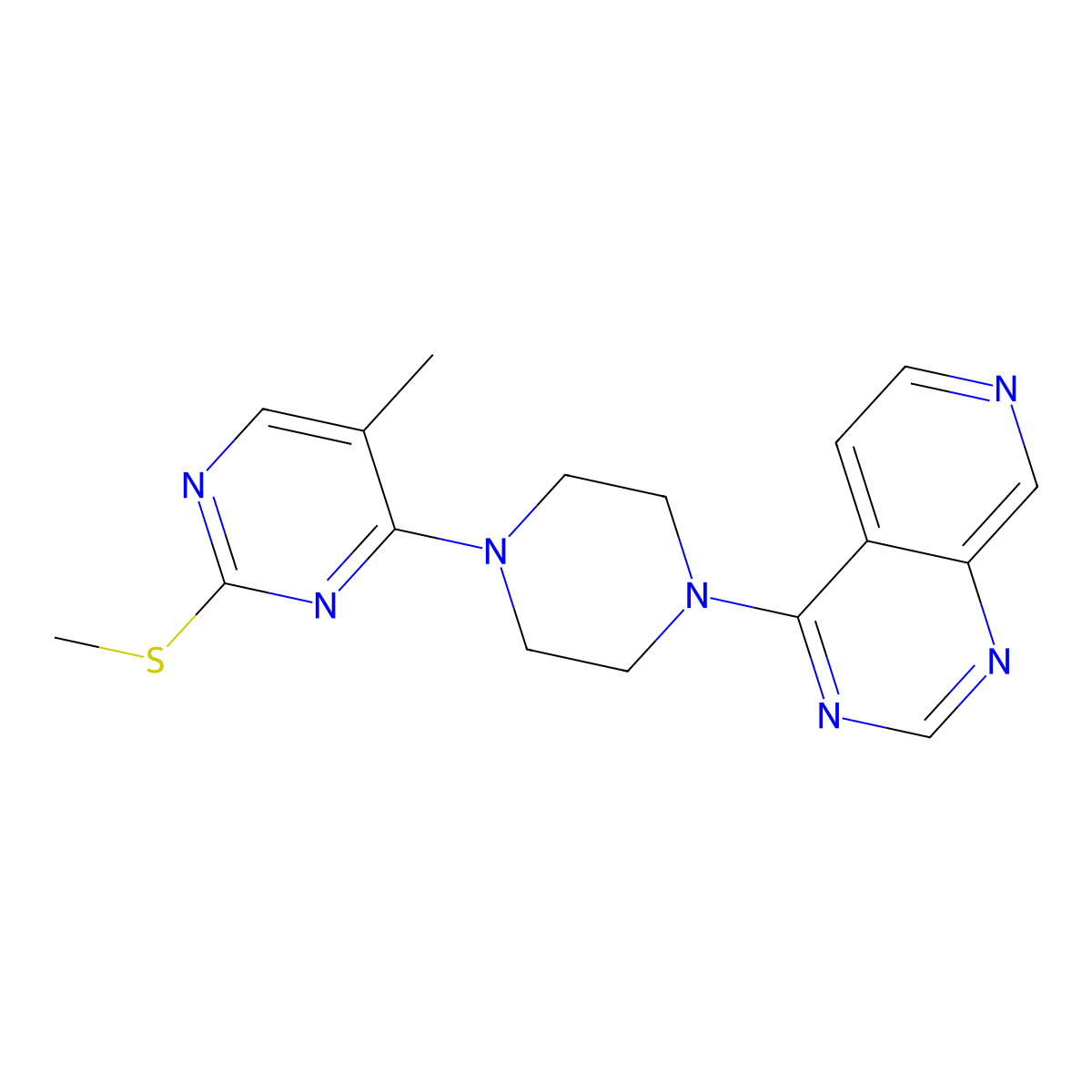 5-Methyl-2-(methylsulfanyl)-4-(4-{pyrido[3,4-d]pyrimidin-4-yl}piperazin-1-yl)pyrimidine molecular structure, CAS 2741942-07-2