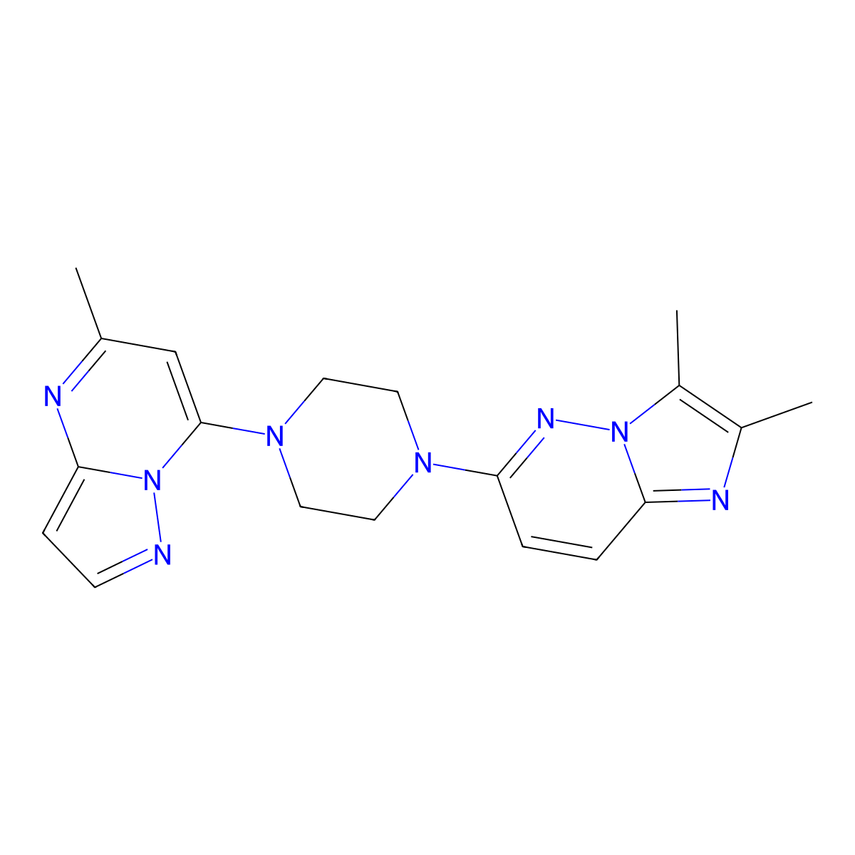 1-{2,3-Dimethylimidazo[1,2-b]pyridazin-6-yl}-4-{5-methylpyrazolo[1,5-a]pyrimidin-7-yl}piperazine molecular structure, CAS 2741942-10-7
