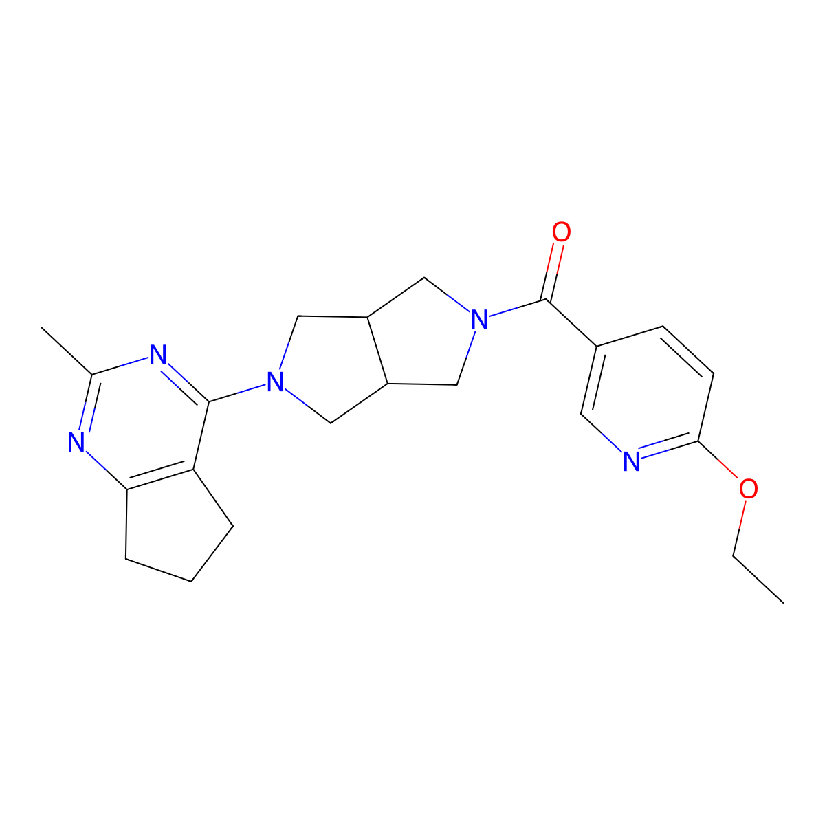2-ethoxy-5-(5-{2-methyl-5H,6H,7H-cyclopenta[d]pyrimidin-4-yl}-octahydropyrrolo[3,4-c]pyrrole-2-carbonyl)pyridine molecular structure, CAS 2741942-11-8