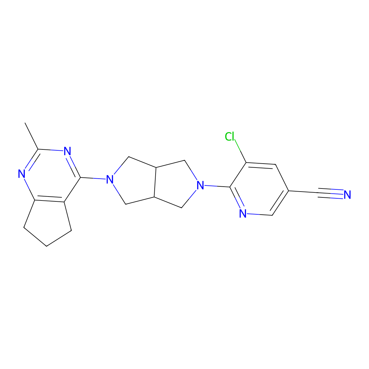 5-chloro-6-(5-{2-methyl-5H,6H,7H-cyclopenta[d]pyrimidin-4-yl}-octahydropyrrolo[3,4-c]pyrrol-2-yl)pyridine-3-carbonitrile molecular structure, CAS 2741942-14-1